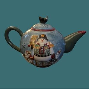 Debbie Mumm Sakura Snowman Nutcracker Hand Painted Teapot